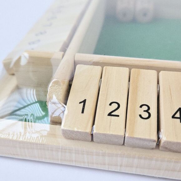 Wooden Shut The Box Family Party Porch Pub Bar Board Dice Game 4-Player Sealed - Picture 6 of 6